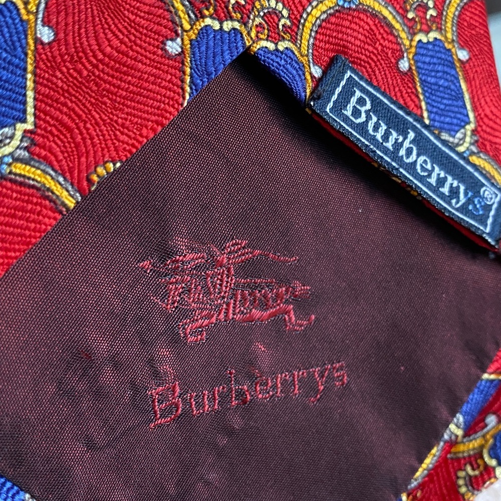 Burberry 💯 All Silk Luxurious Made in France Logo Timeless Tie - Picture 13 of 16